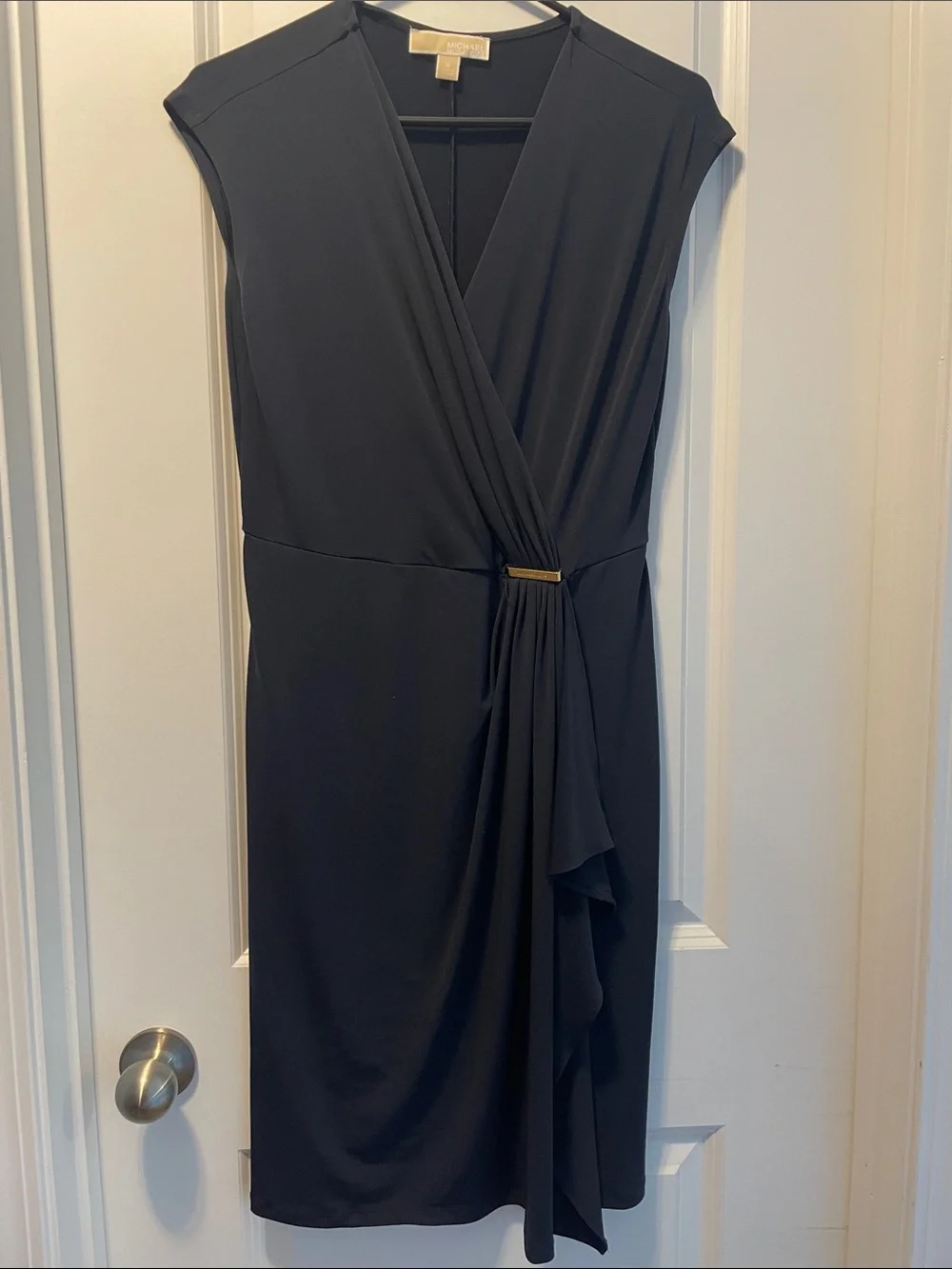 Michael Kors Navy Faux-Wrap Sheath Dress